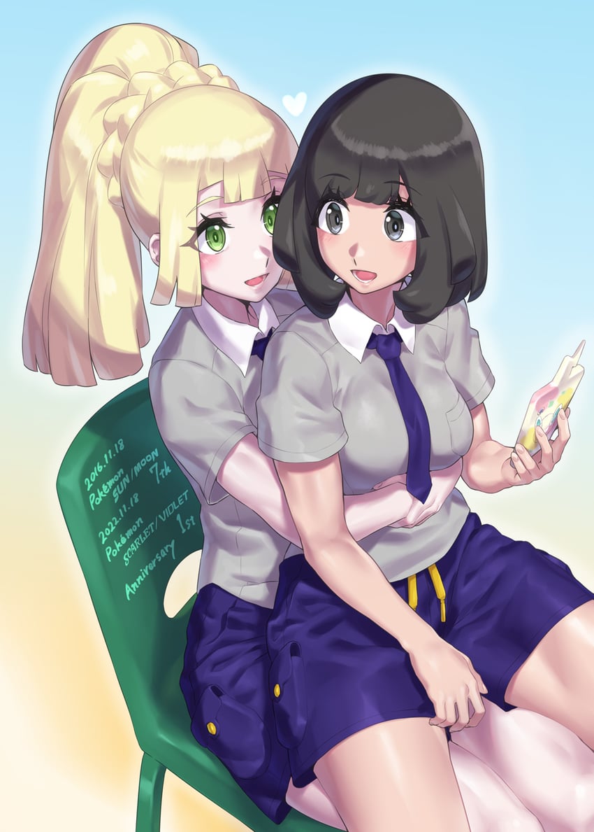 lillie and selene (pokemon and 2 more) drawn by mizuumi_(bb)