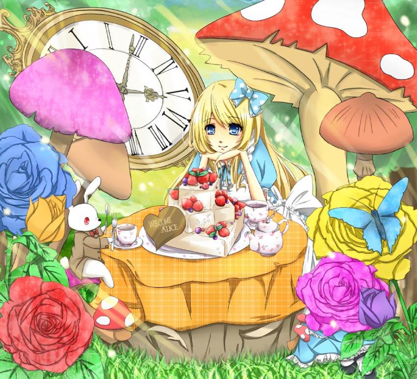 alice and white rabbit (alice's adventures in wonderland) drawn by sakura_ran
