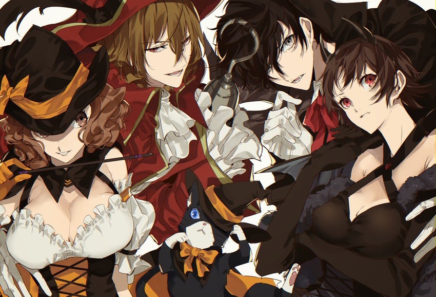 amamiya ren, niijima makoto, okumura haru, akechi gorou, and morgana (persona and 1 more) drawn by ayyataka