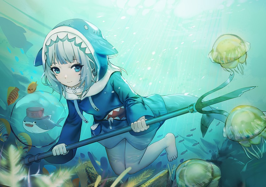 gawr gura and bloop (hololive and 1 more) drawn by siyumu