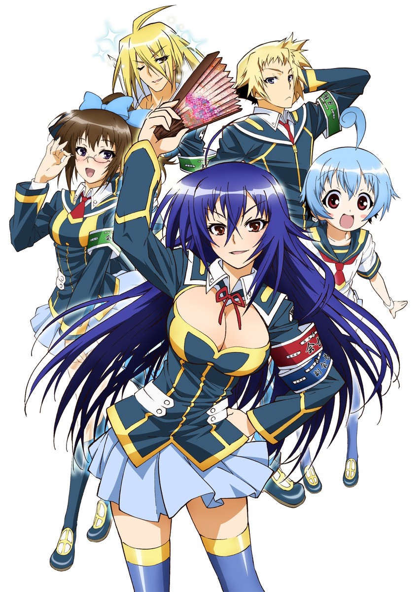 kurokami medaka, hitoyoshi zenkichi, kikaijima mogana, shiranui hansode, and akune kouki (medaka box)