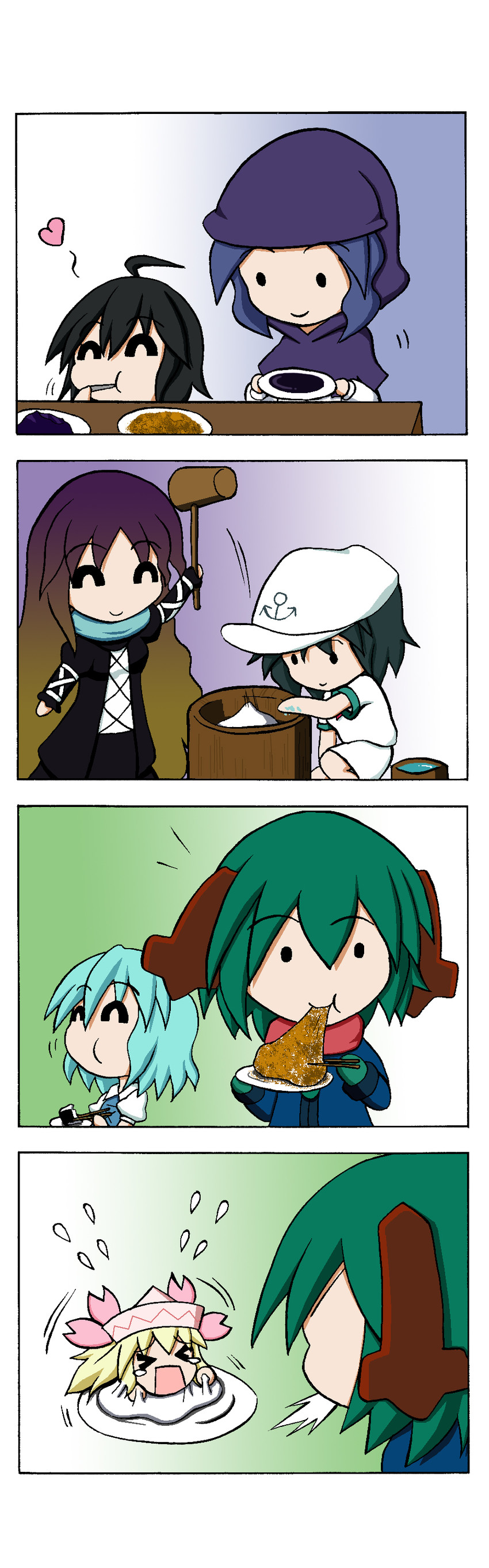 tatara kogasa, hijiri byakuren, houjuu nue, murasa minamitsu, kumoi ichirin, and 2 more (touhou) drawn by rakugaki-biyori