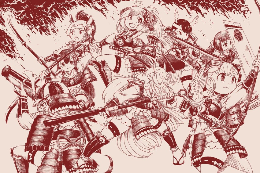 yak, black-headed ibis, jinmen-gyo, red-eared slider, greater bird-of-paradise, and 1 more (kemono friends and 1 more) drawn by maki_(02uh14l1b740ao2)