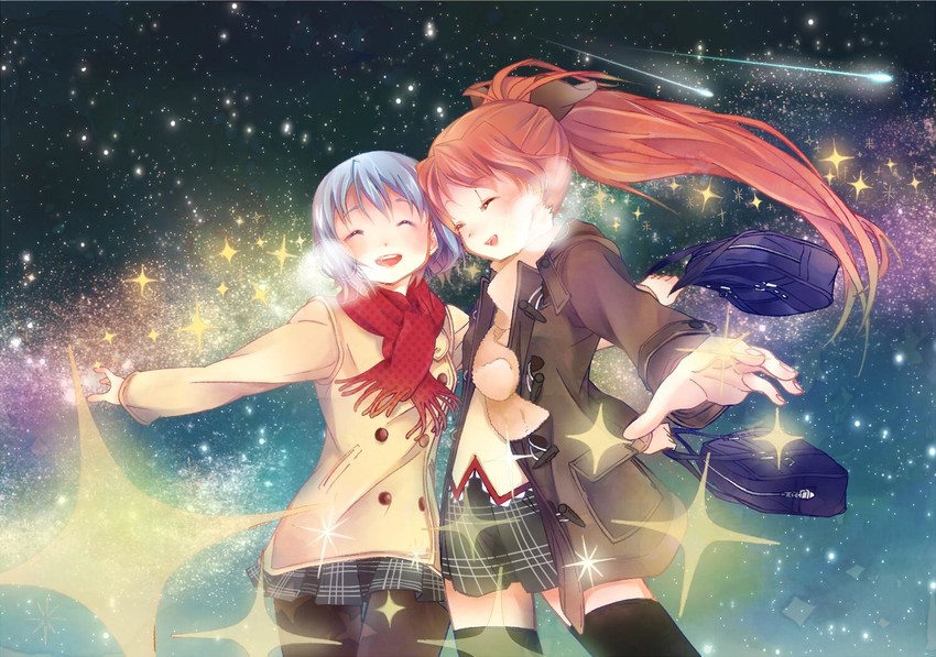 miki sayaka and sakura kyoko (mahou shoujo madoka magica and 1 more) drawn by ooka_(melle) and terao_hiroyuki