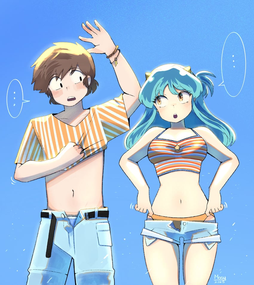 lum and moroboshi ataru (urusei yatsura) drawn by mosyart
