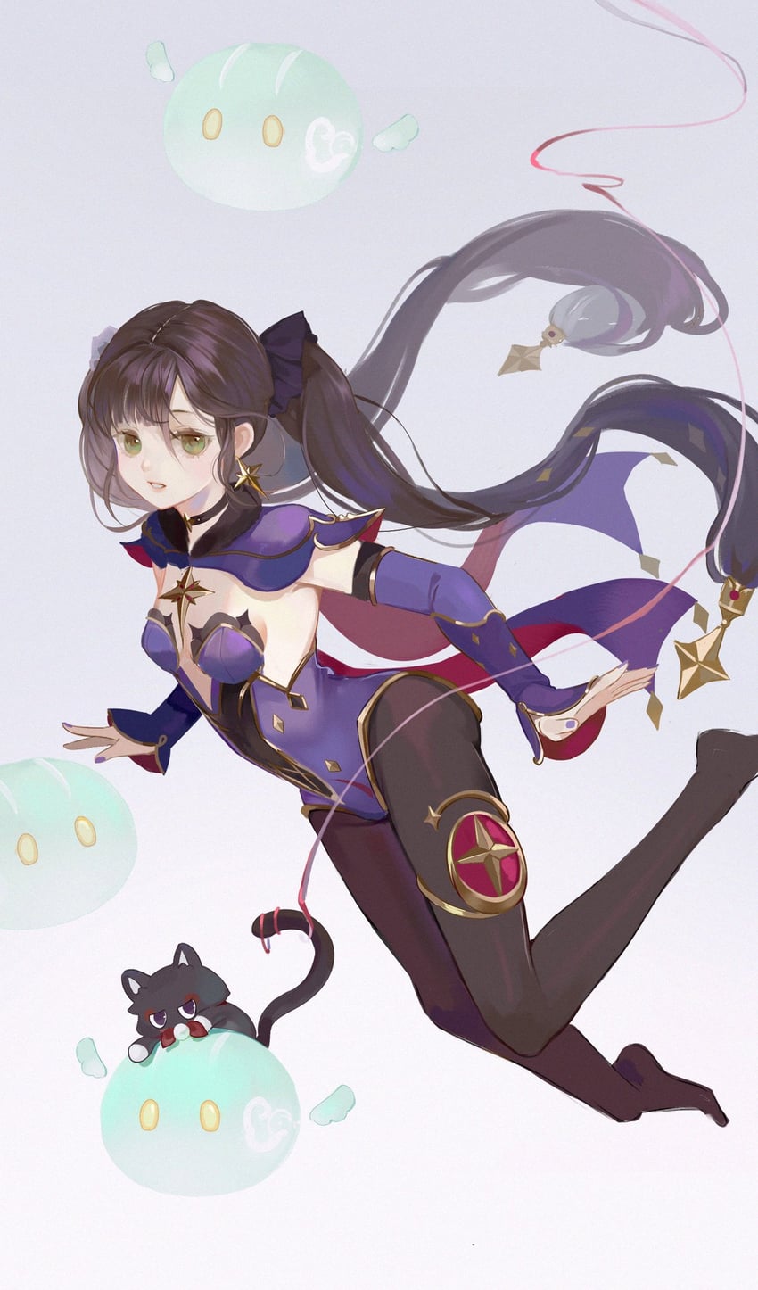 mona, slime, scaramouche, and anemo slime (genshin impact) drawn by zhi_cai_bale