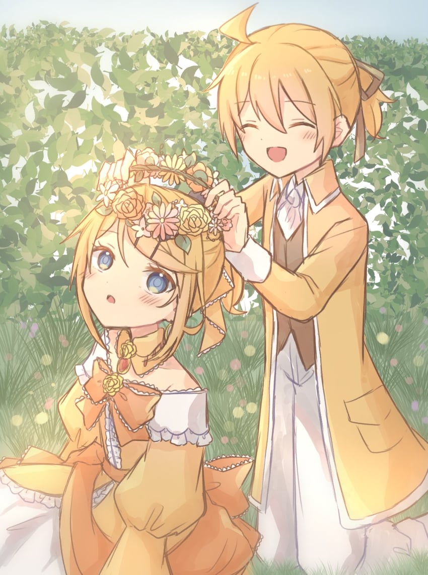 kagamine rin, kagamine len, riliane lucifen d'autriche, and allen avadonia (vocaloid and 3 more) drawn by aquamarinu