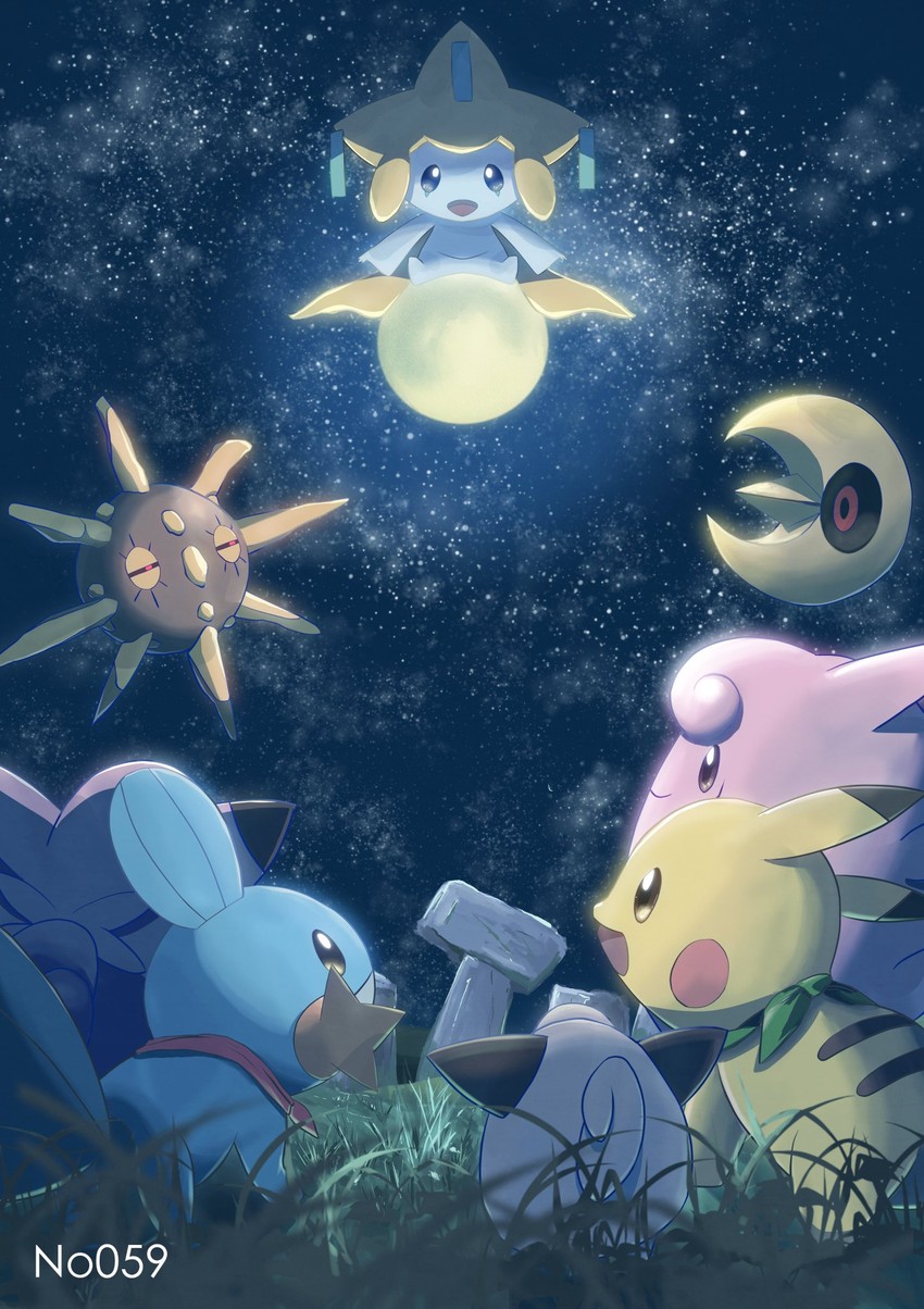 pikachu, jirachi, mudkip, clefairy, cleffa, and 3 more (pokemon) drawn by no-goku_(penicillium)