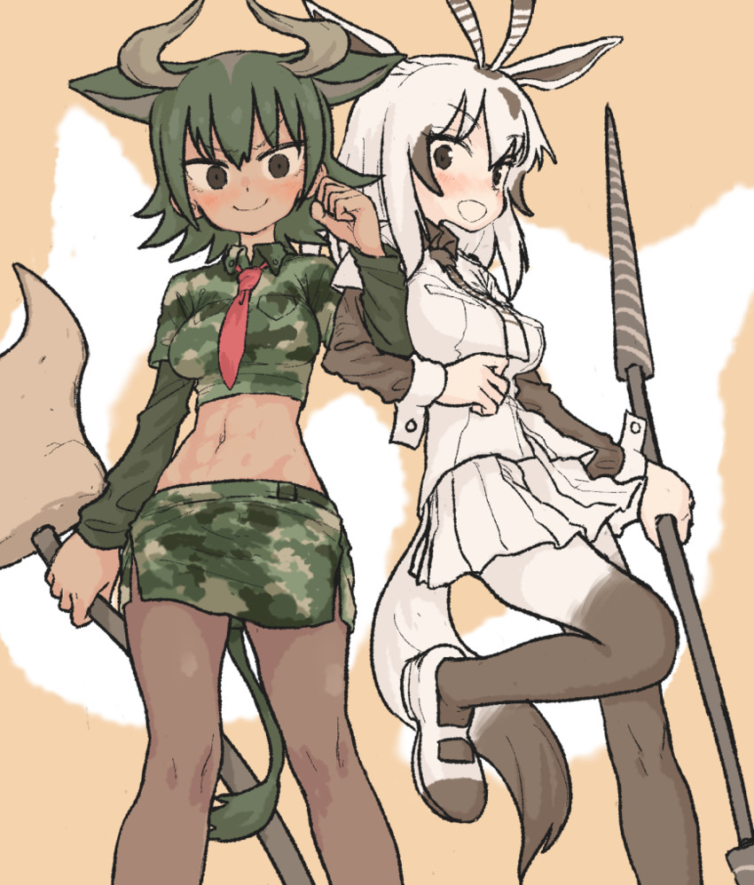 aurochs and arabian oryx (kemono friends) drawn by agagaga_(nagayama)