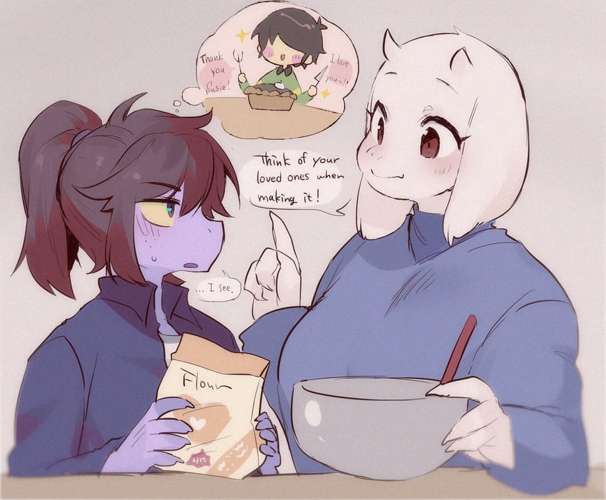 kris, susie, and toriel (deltarune) drawn by komugiko_(bitte_komu)