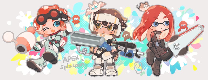 inkling player character, inkling girl, horizon, ashleigh reid, vantage, and 2 more (splatoon and 1 more) drawn by yuuu_(maruunaka)