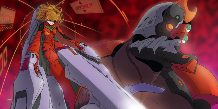 souryuu asuka langley, eva 02, and eva 02 prime beta (neon genesis evangelion and 2 more) drawn by konoy
