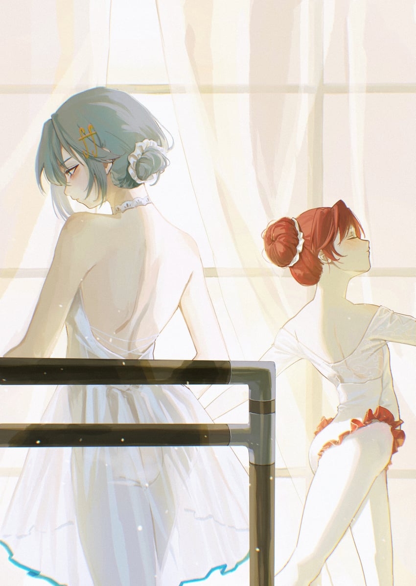 miki sayaka and sakura kyoko (mahou shoujo madoka magica) drawn by cx6lc0