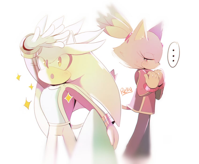 blaze the cat and silver the hedgehog (sonic and 3 more) drawn by rellyia