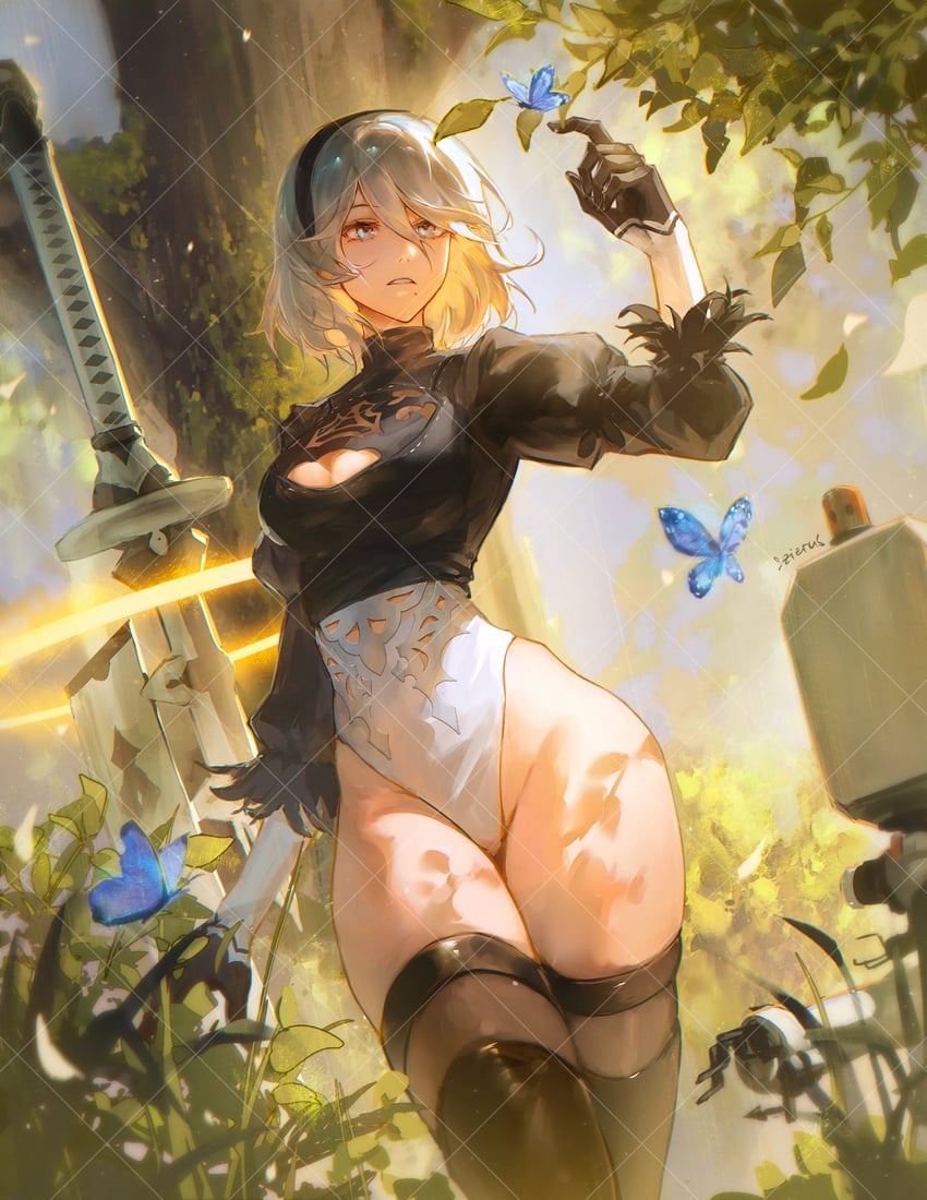 2b and pod (nier and 1 more) drawn by zieru