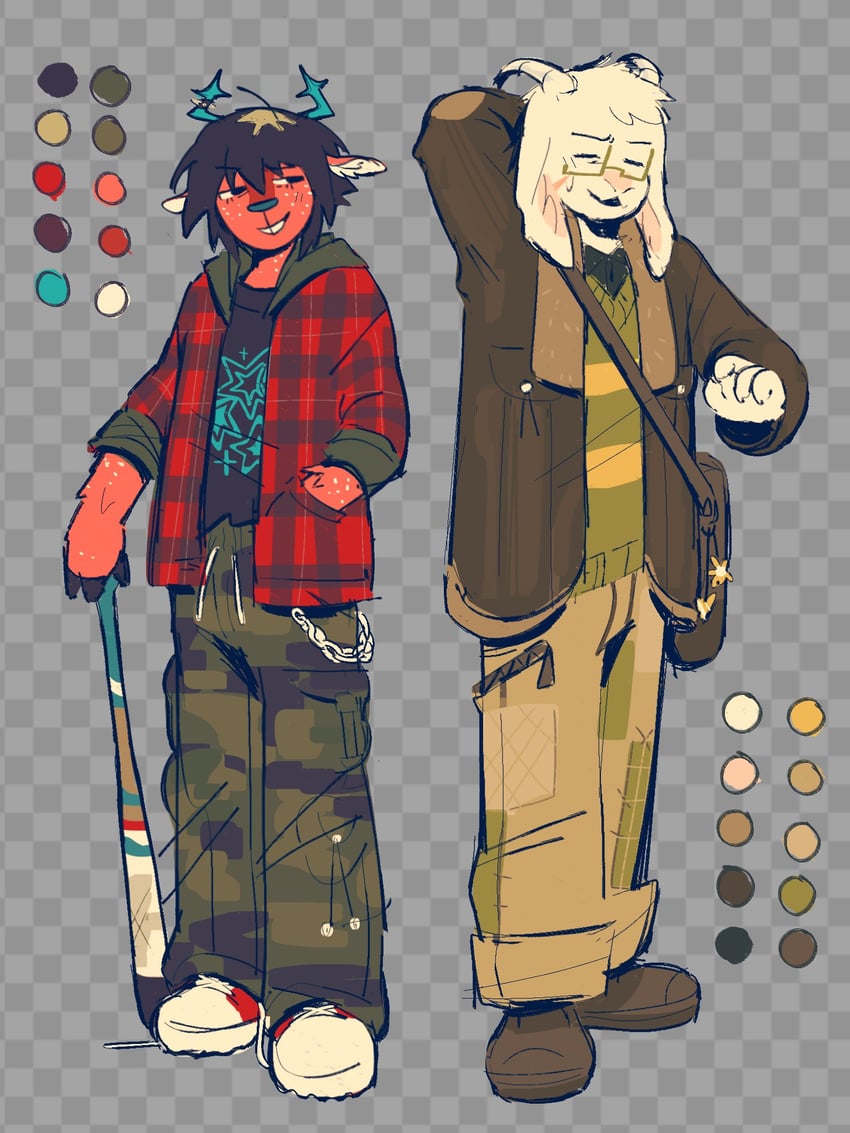 asriel dreemurr and december holiday (deltarune) drawn by morick
