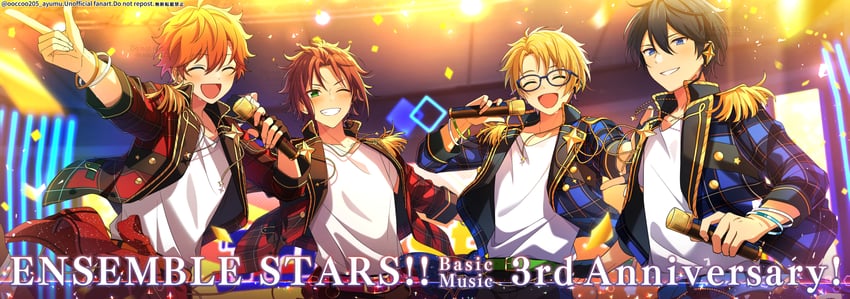 isara mao, akehoshi subaru, yuuki makoto, and hidaka hokuto (ensemble stars!) drawn by mikawa_ayumu