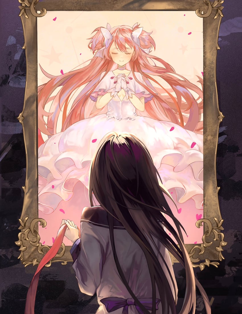akemi homura, kaname madoka, and ultimate madoka (mahou shoujo madoka magica) drawn by 21_01shanaaaaa