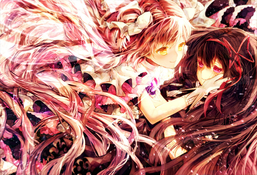 akemi homura, kaname madoka, and ultimate madoka (mahou shoujo madoka magica) drawn by yasiromann