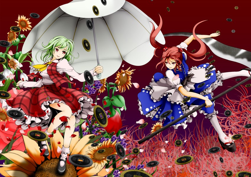 kazami yuuka and onozuka komachi (touhou and 1 more) drawn by sentaku_(flashmechanism)