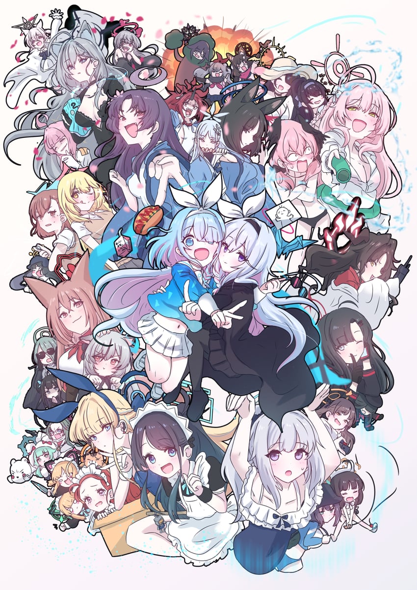 sensei, doodle sensei, shiroko, misaka mikoto, toki, and 35 more (blue archive and 2 more) drawn by giorgio_(yo_sumire_sola1)