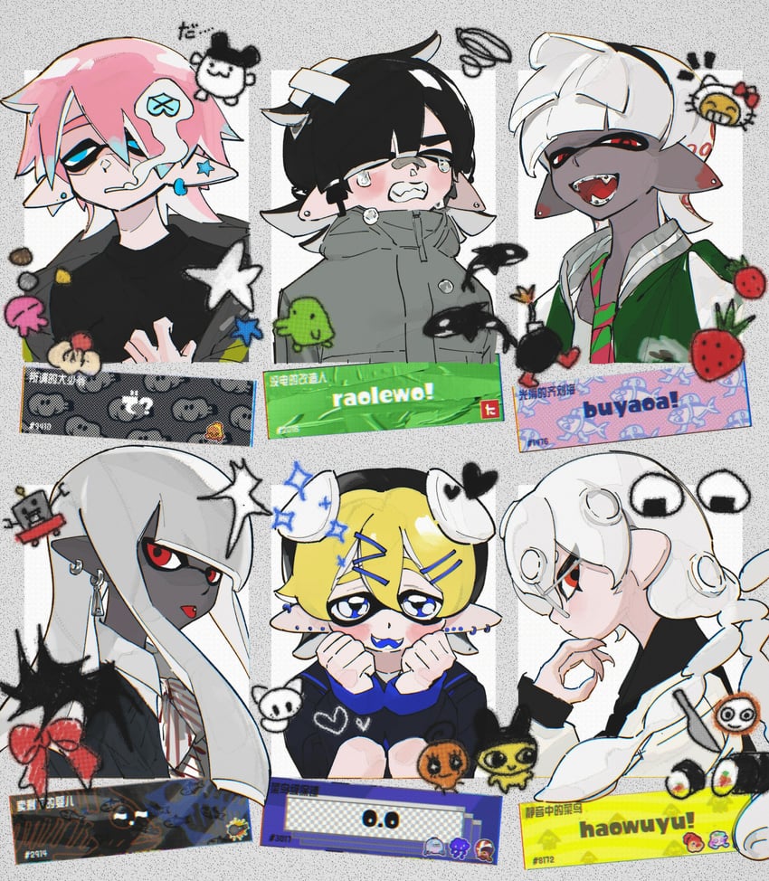 inkling player character, inkling girl, and inkling boy (splatoon) drawn by chenpeipeii