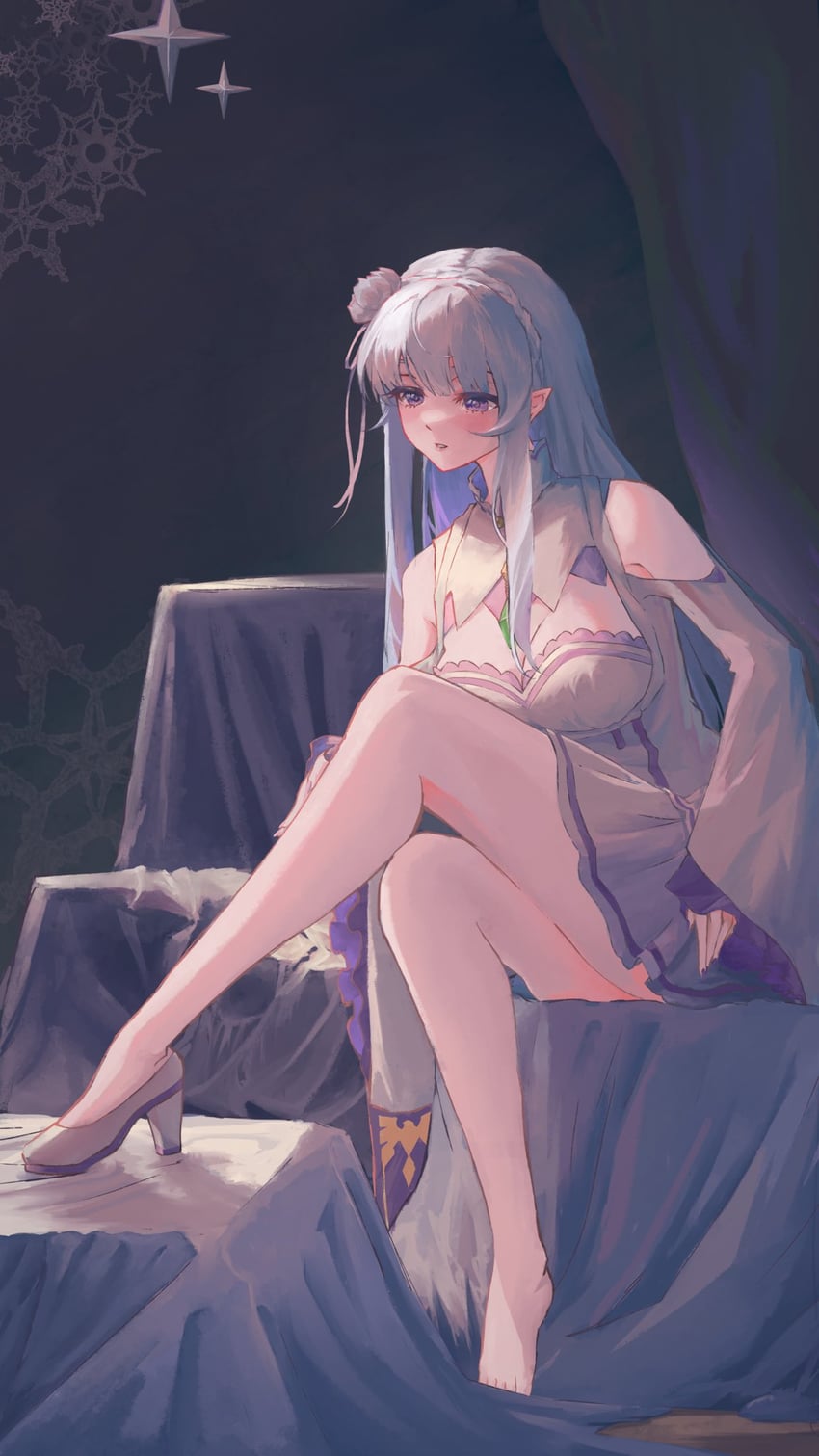 emilia (re:zero kara hajimeru isekai seikatsu) drawn by laluphine