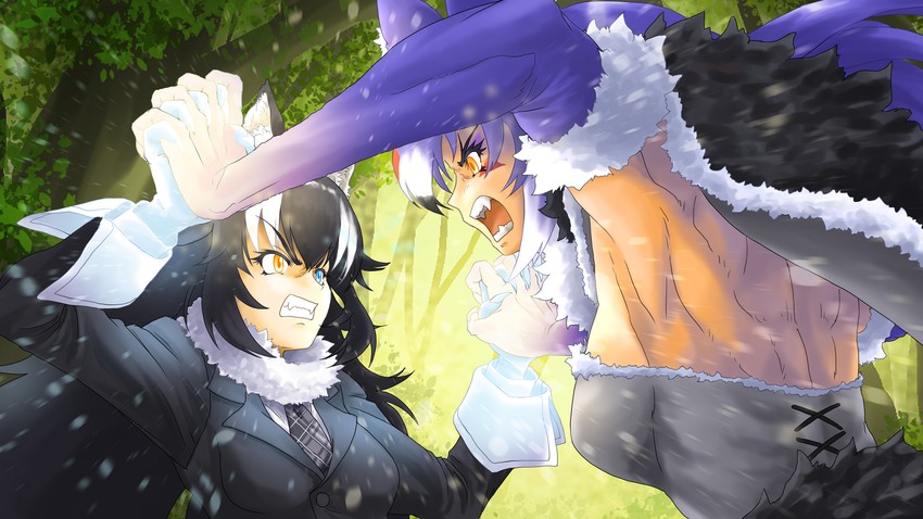 grey wolf and dire wolf (kemono friends and 2 more) drawn by naka_(nicovideo14185763)