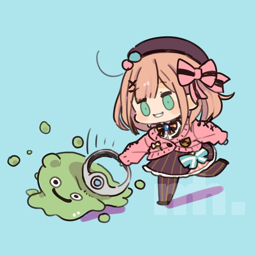 suzuhara lulu and bubble slime (nijisanji and 1 more) drawn by mota