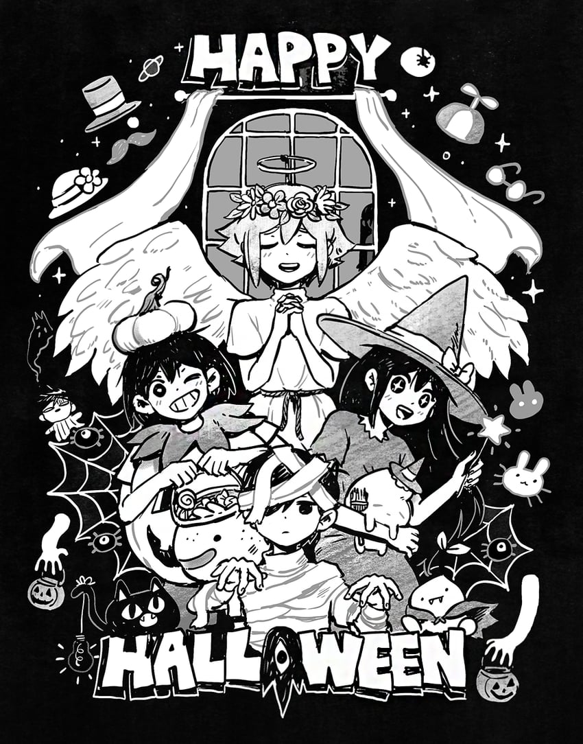 sunny, basil, aubrey, kel, mari, and 11 more (omori) drawn by omocat
