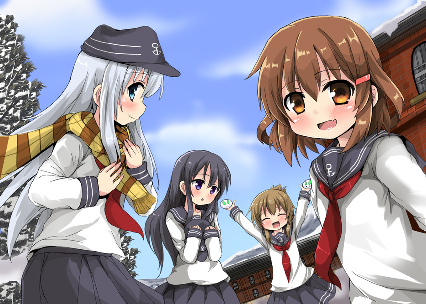 hibiki, inazuma, ikazuchi, and akatsuki (kantai collection) drawn by oshiruko_(uminekotei)