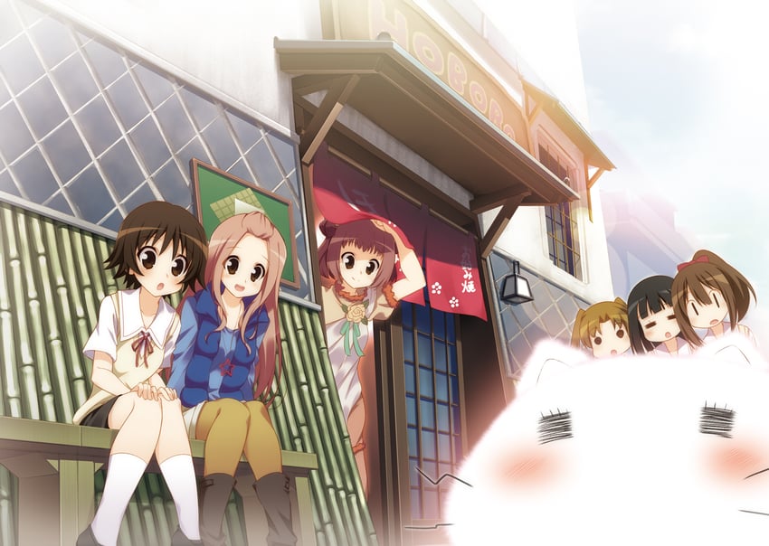 sawatari fuu, sakurada maon, hanawa kaoru, okazaki norie, momoneko-sama, and 2 more (tamayura) drawn by hoppege