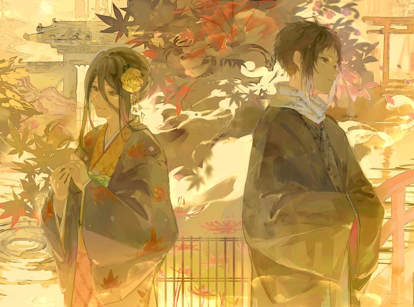 akutagawa ryuunosuke and akutagawa gin (bungou stray dogs) drawn by hiba_riko