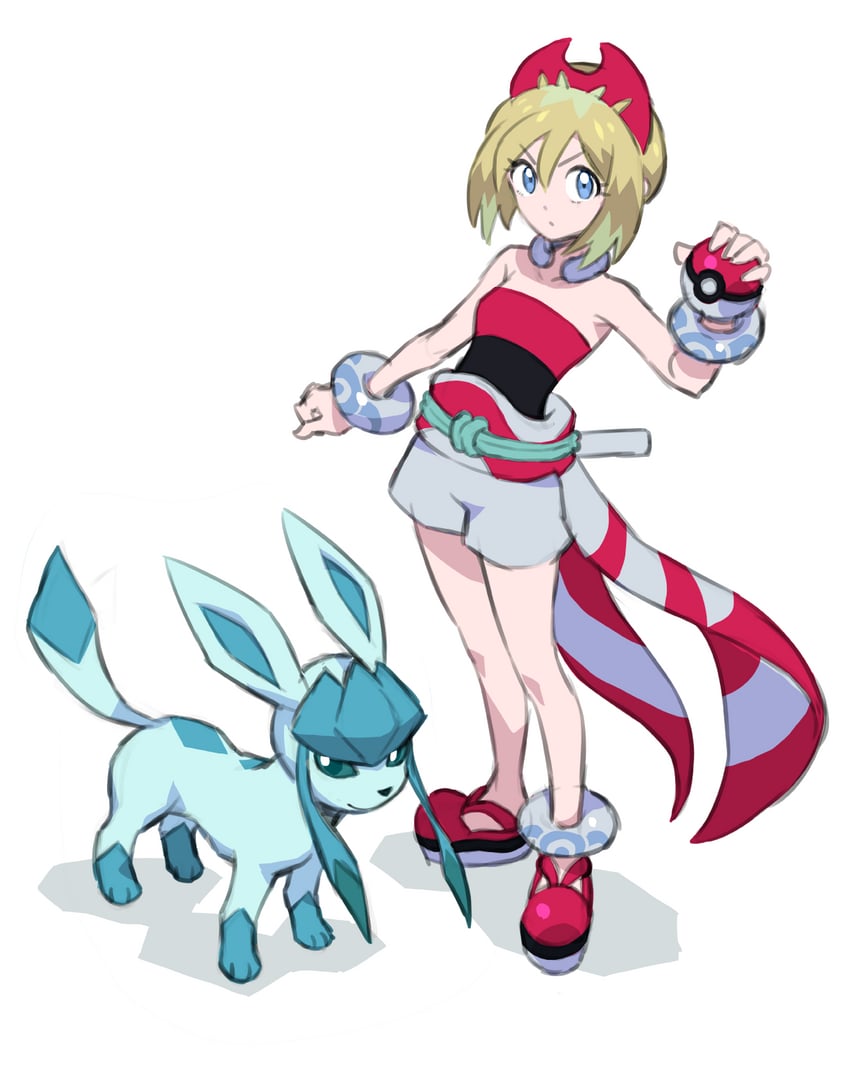 glaceon and irida (pokemon and 1 more) drawn by tachibana_kazumi