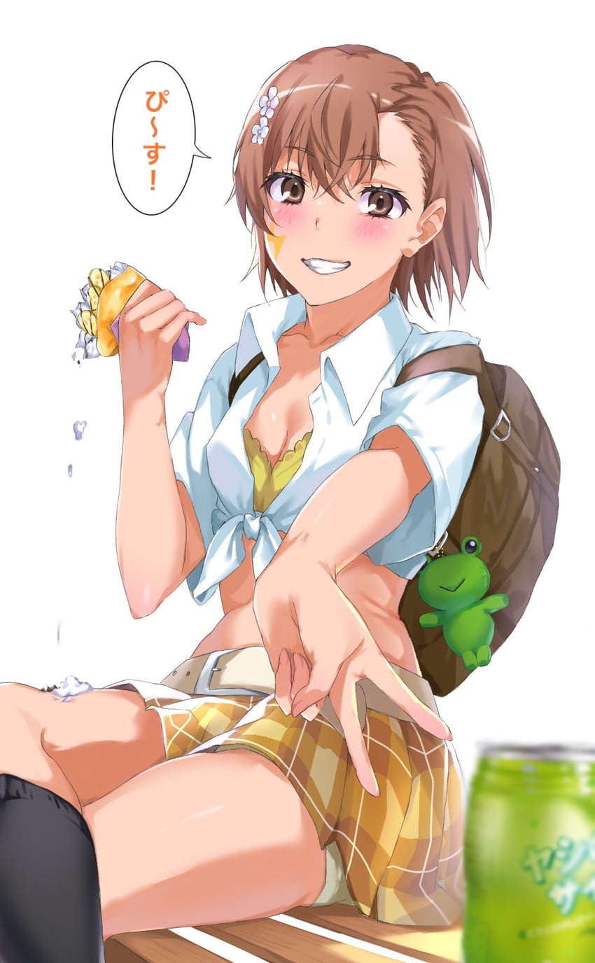 misaka mikoto and gekota (toaru majutsu no index and 1 more) drawn by sioo_1029