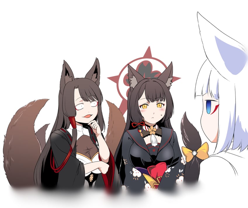kaga, wakamo, and akagi (blue archive and 1 more) drawn by steed_(steed_enterprise)