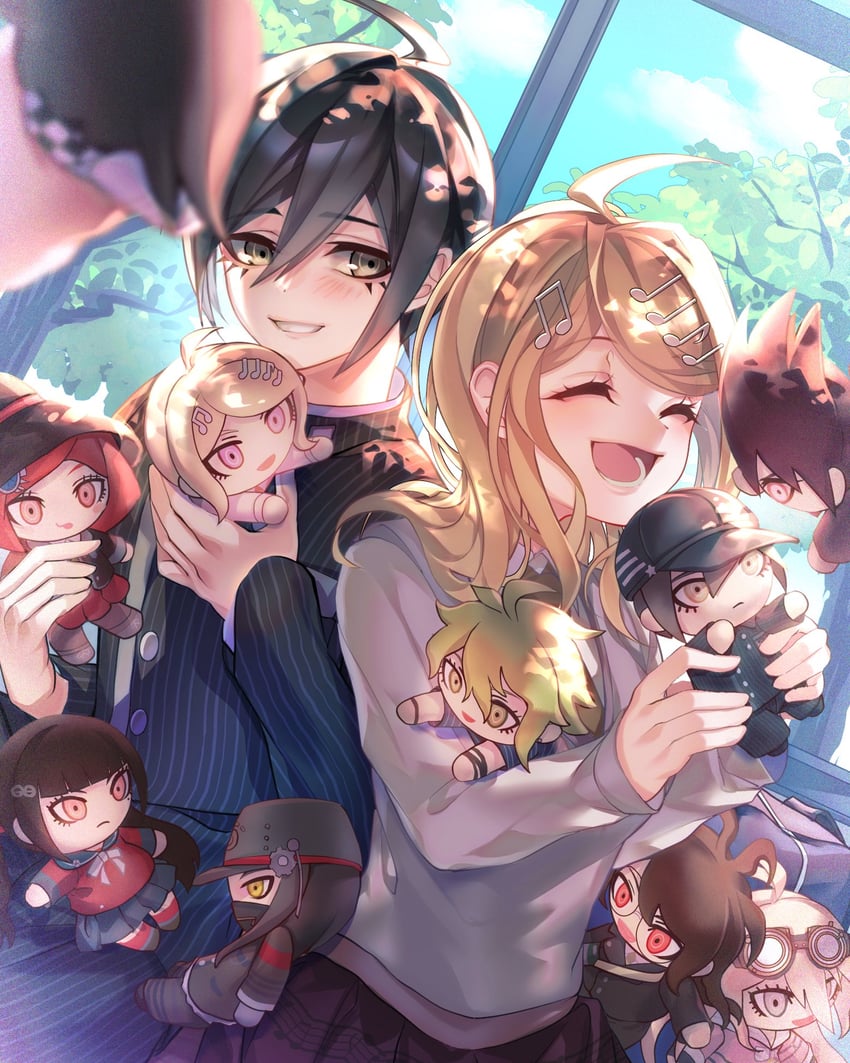 oma kokichi, saihara shuichi, akamatsu kaede, harukawa maki, momota kaito, and 5 more (danganronpa and 1 more) drawn by nota_sayaka