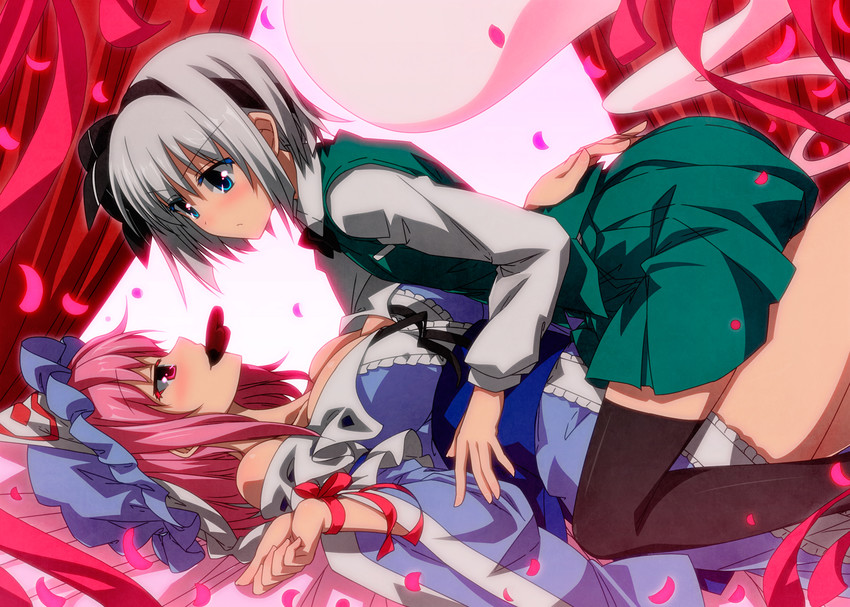 konpaku youmu and saigyouji yuyuko (touhou) drawn by sazanami_mio