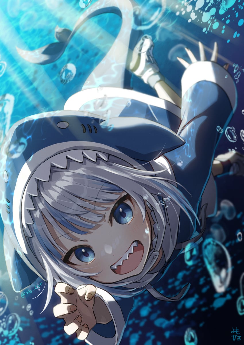 gawr gura (hololive and 1 more) drawn by yomo_(rb_crr)