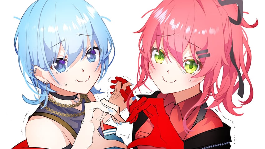 hoshimachi suisei and sakura miko (hololive and 1 more) drawn by satsuki_(pixiv_742410)
