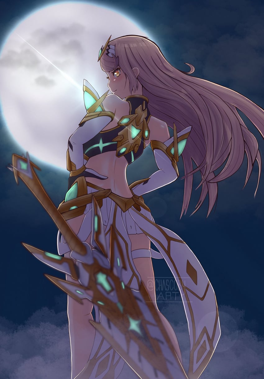 mythra (xenoblade chronicles and 1 more) drawn by chascoby