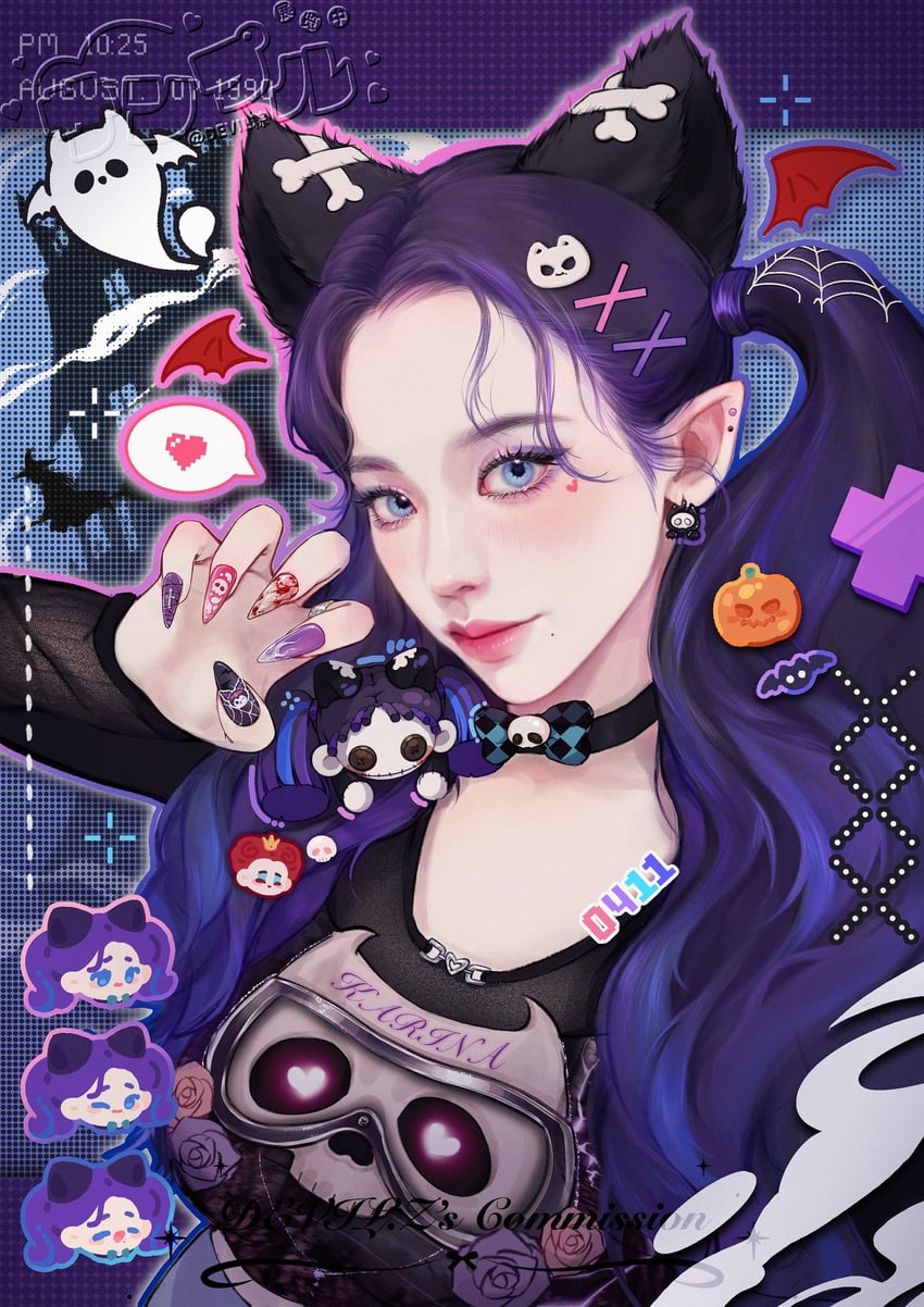 kuromi, queen of hearts, and karina (real life and 4 more) drawn by devilzong