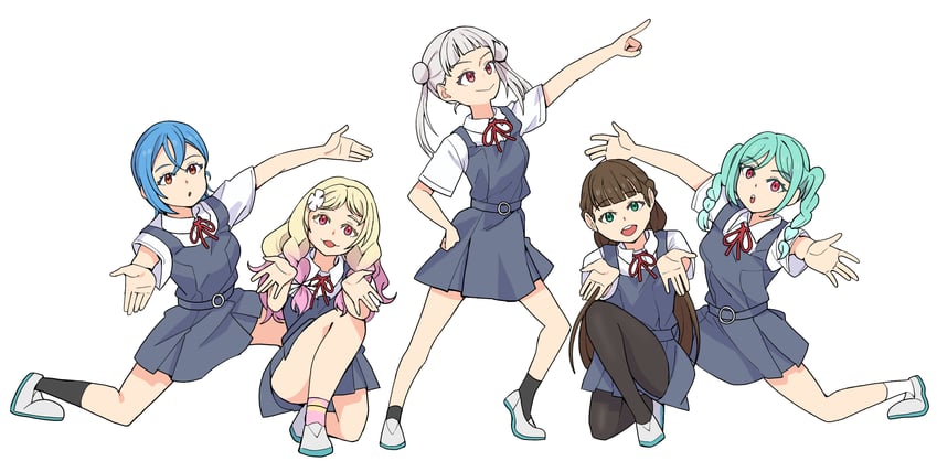 arashi chisato, wakana shiki, onitsuka natsumi, sakurakoji kinako, and onitsuka tomari (love live! and 2 more) drawn by goldluck