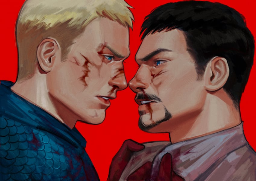 steve rogers and tony stark (marvel and 2 more) drawn by kdf_(nomorelemontea)