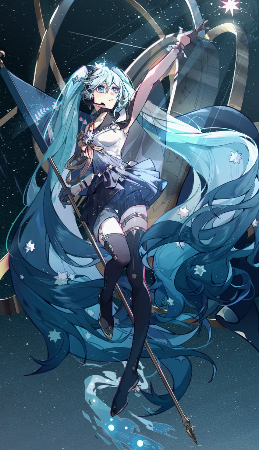 hatsune miku and polaris miku (vocaloid) drawn by sq_(su_qing)