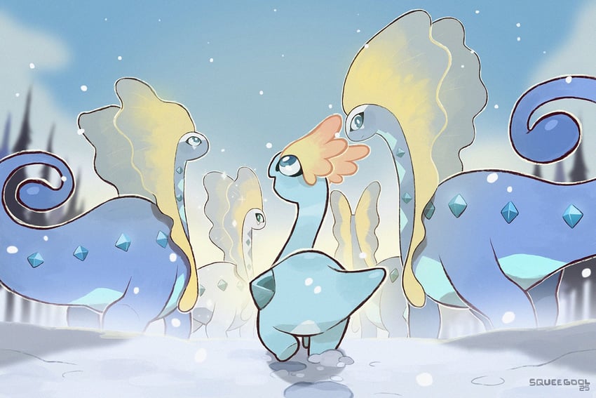 aurorus and amaura (pokemon) drawn by squeegool