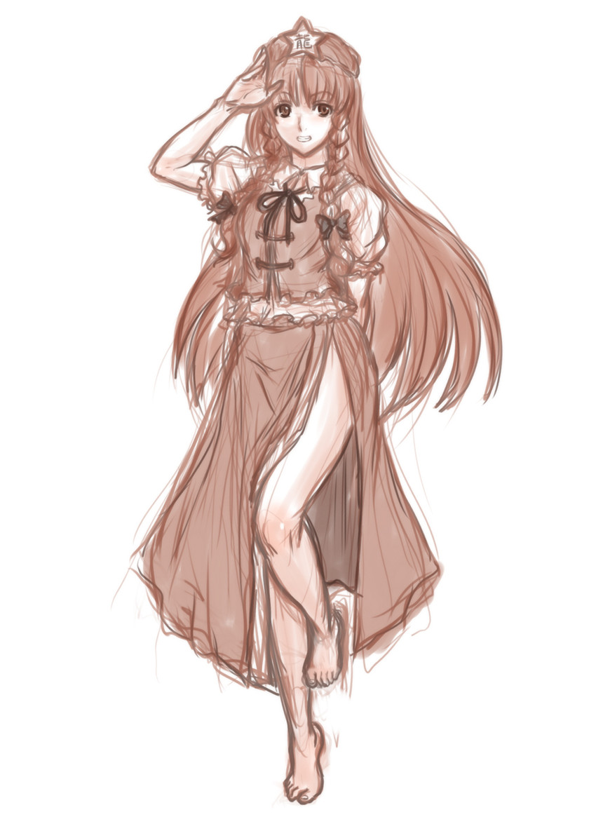 hong meiling (touhou) drawn by kuro_suto_sukii