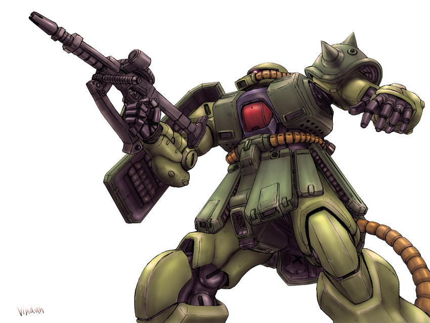 zaku ii and zaku ii fz kai (gundam and 1 more) drawn by viridian-c