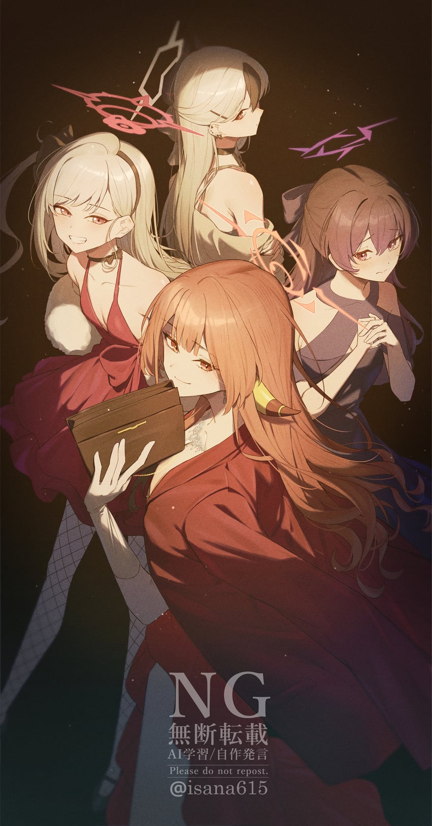 kayoko, aru, mutsuki, and haruka (blue archive) drawn by isana615