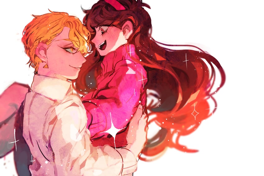 mabel pines and bill cipher (gravity falls) drawn by hush_gf